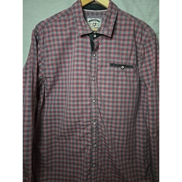 Thread & Cloth Men's XL L/S Red/Black Plaid Casual Button Down - Picture 4 of 8